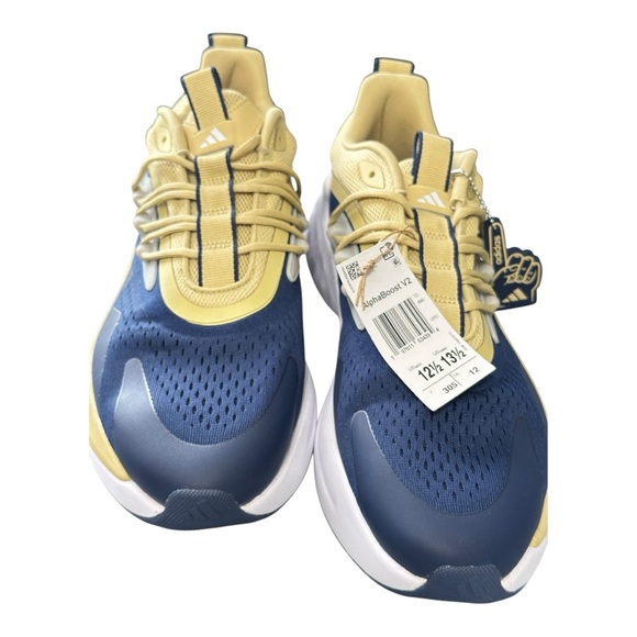🏈🐝 Georgia Tech Yellow Jackets Adidas Shoes Sz 12.5 AlphaBoost V2 Navy Gold NWT - Picture 4 of 11